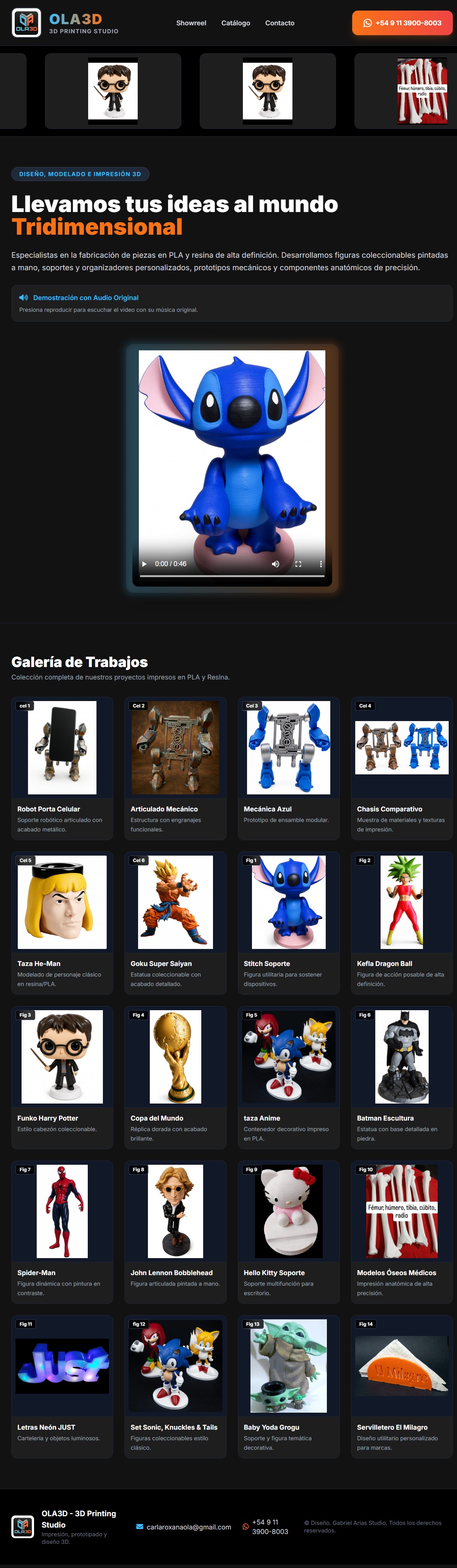 OLA3D - Landing Page Estudio 3D